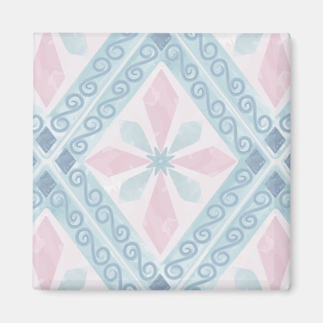 Blaue Diamant-Geometrie-Muster Magnet (Vorne)