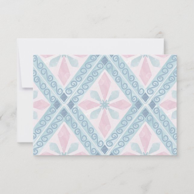 Blaue Diamant-Geometrie-Muster Save The Date (Vorderseite)