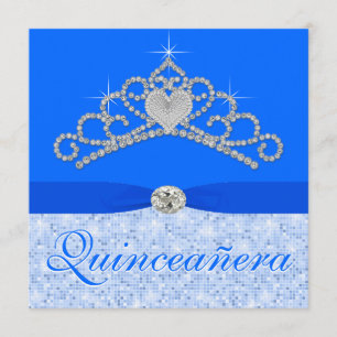 Blaue Diamant-Tiara Blue Quincenera Einladung