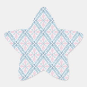 blaue Diamantmuster Stern-Aufkleber