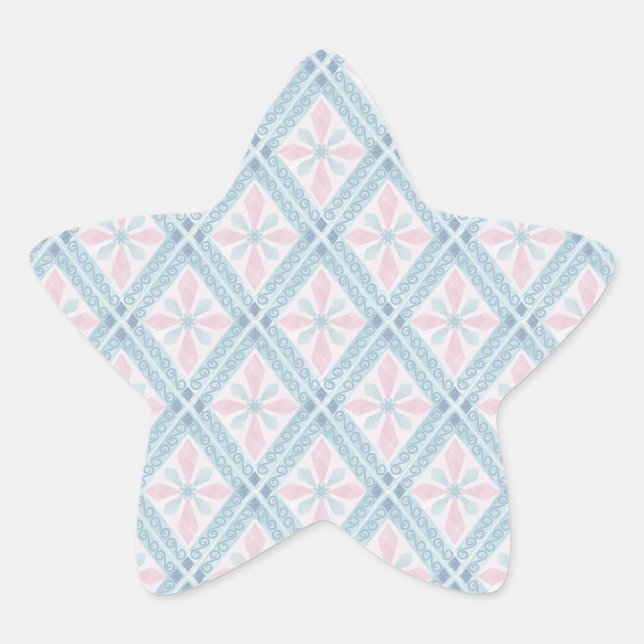 blaue Diamantmuster Stern-Aufkleber (Vorderseite)