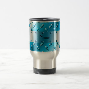 Blaue Diamantplatte aus personalisiertem Stahl Reisebecher