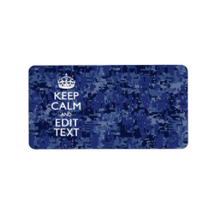 Blaue digitale Camouflage BEHALTE CALM UND Text be Adressaufkleber