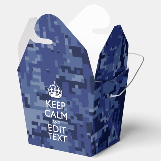 Blaue digitale Camouflage BEHALTE CALM UND Text be Geschenkschachtel (Geöffnet)