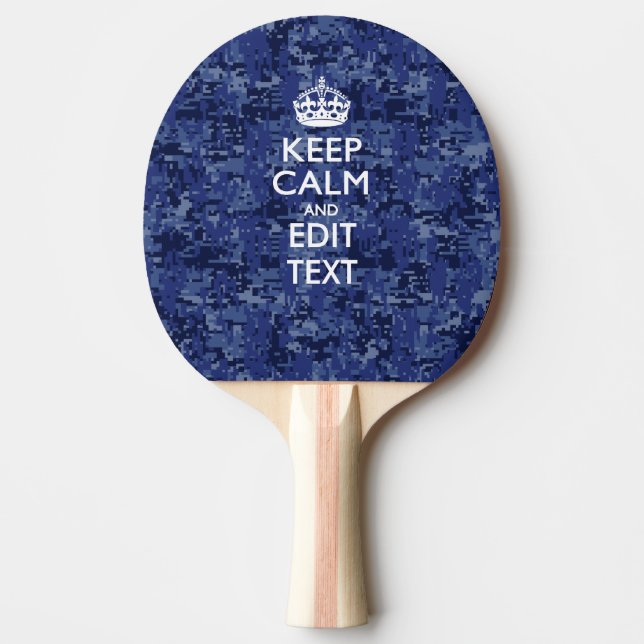Blaue digitale Camouflage BEHALTE CALM UND Text be Tischtennis Schläger (Vorderseite)
