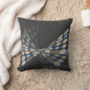 Blaue digitale Punkte Schmetterling Twist Grafik K Kissen