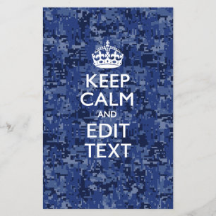 Blaue digitale Tarnung BEHALT RUHIG UND Text bearb Flyer