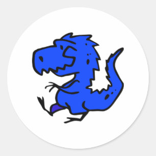 BLAUE DINOSAURIER-AUFKLEBER RUNDER AUFKLEBER