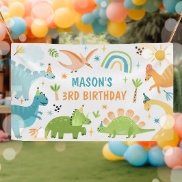 Blaue Dinosaurier Geburtstagsparty Banner