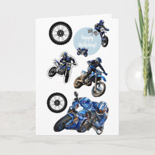 Blaue Dirt Bike Racing Motorrad Aufkleber für Kind Karte