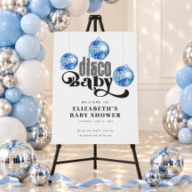 Blaue Disco-Kugel Retro-Disco-Baby-Shower-Willkomm