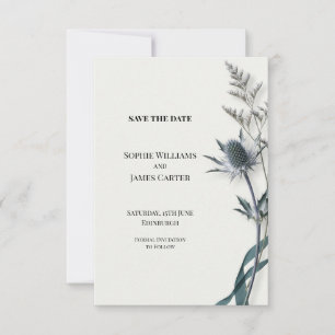 Blaue Distel Botanische Hochzeit - Save the Date