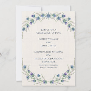 Blaue Distel Botanische Hochzeitseinladung Einladung
