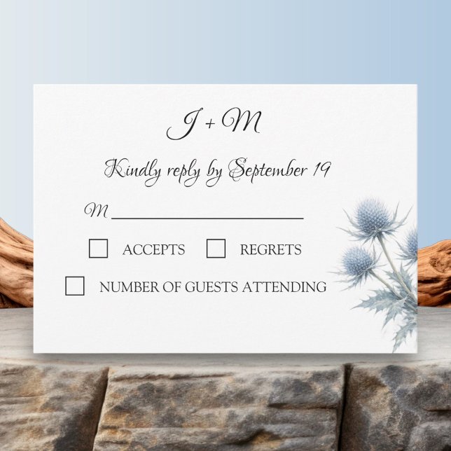 Blaue Distel Schottische einfache Hochzeits-RSVP RSVP Karte (Von Creator hochgeladen)