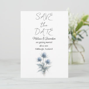 Blaue Distel Schottische Florale Elegante Hochzeit Einladung