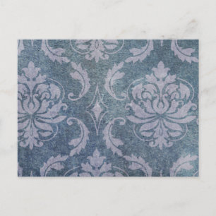 Blaue Distressed Damast Postkarte
