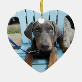 Blaue Dobermannaugen Keramik Ornament