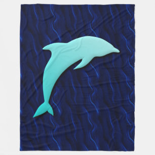 Blaue Dolphin auf tiefblauem Muster Fleecedecke