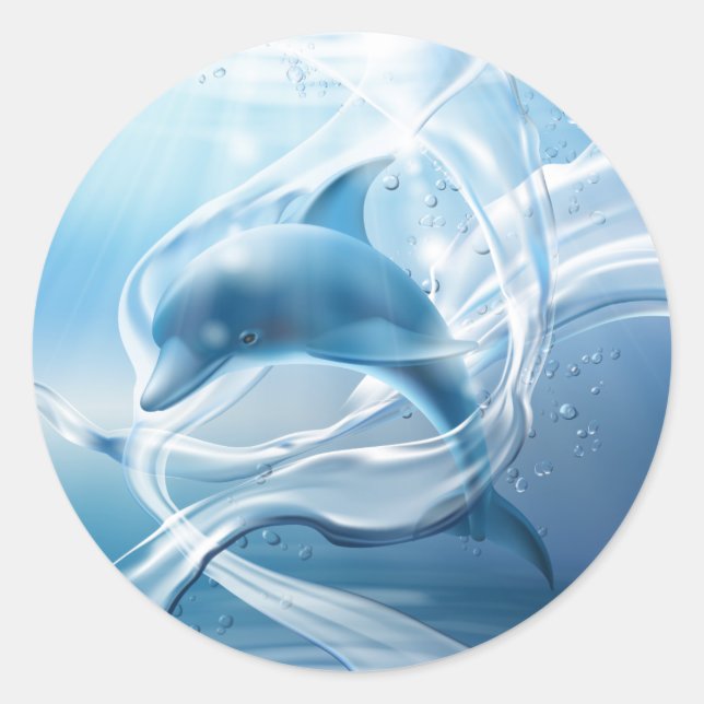 Blaue Dolphin-Aufkleber Runder Aufkleber (Vorderseite)
