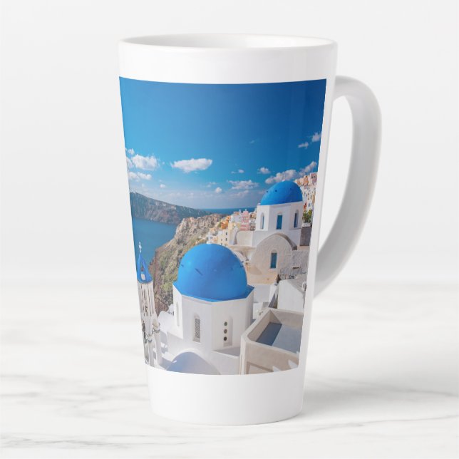 Blaue Domes von Santorini Milchtasse (Rechte Ecke)