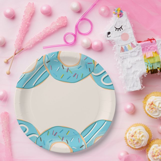 Blaue Donut-Freude  Pappteller (Party)