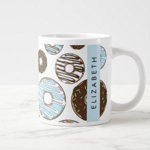 Blaue Donuts, braune Donuts, Sprinklen, Ihr Name Jumbo-Tasse