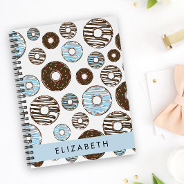 Blaue Donuts, braune Donuts, Sprinklen, Ihr Name Notizbuch