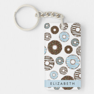 Blaue Donuts, braune Donuts, Sprinklen, Ihr Name Schlüsselanhänger