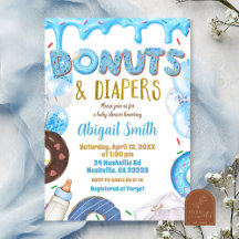 Blaue Donuts und Windeln Baby Shower 