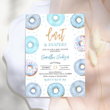 Blaue Donuts und Windeln Babyparty-Einladung