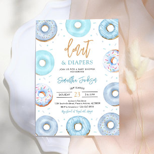 Blaue Donuts und Windeln Babyparty-Einladung Einladung