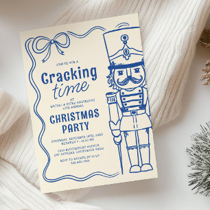 Blaue Doodle Nussknacker Weihnachtsfeier Einladung