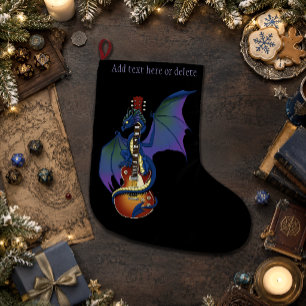 Blaue Drache Sunburst Gitarrenmusik Großer Weihnachtsstrumpf