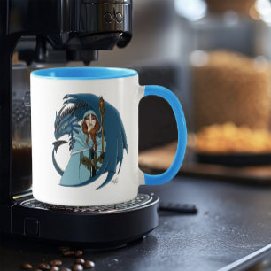  Blaue Drachen-Zauberin Schneeflocken Tasse
