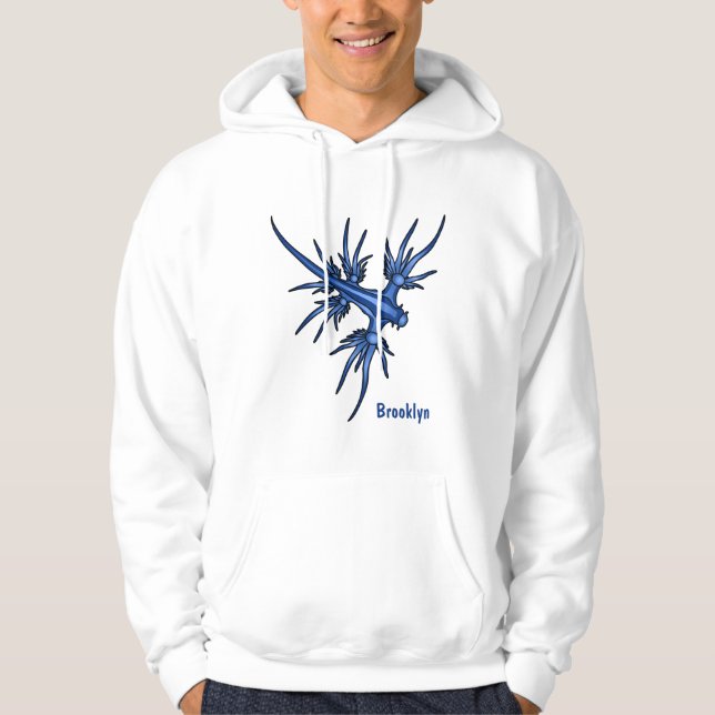 Blaue Drachendarstellung Hoodie (Vorderseite)