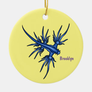 Blaue Drachendarstellung Keramik Ornament