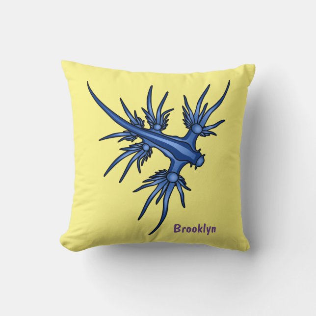 Blaue Drachendarstellung Kissen (Vorderseite)