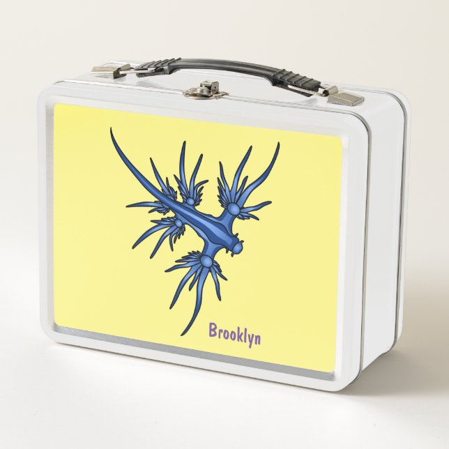 Blaue Drachendarstellung Metall Brotdose (Vorderseite)