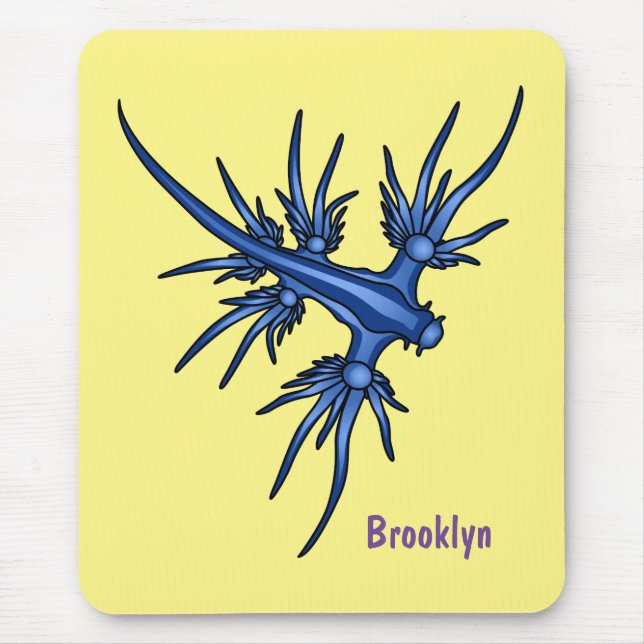 Blaue Drachendarstellung Mousepad (Vorne)