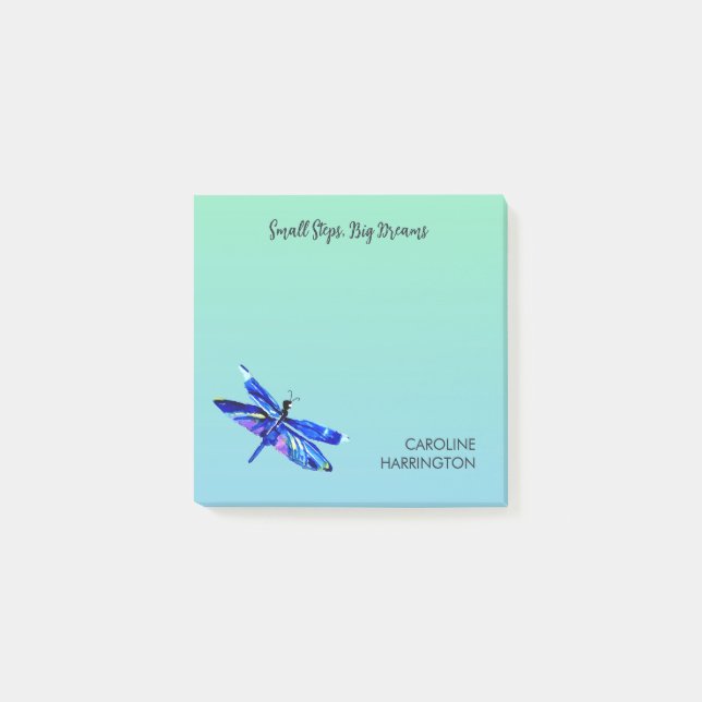 Blaue Dragonfly Inspirational Blaue Natur Post-it Klebezettel (Vorderseite)