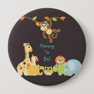 Blaue Dschungel-Safari-personalisierte Mama, zum Button