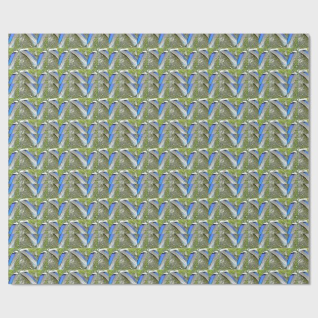 Blaue Duckfedern, Tier, Vogel Geschenkpapier (Flach)