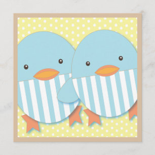 Blaue Ducky Doppeljungen-Babyparty Einladung