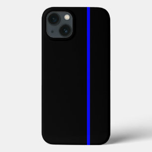 Blaue dünne vertikale Linie auf schwarz iPhone 13 Hülle