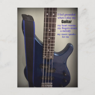 Blaue E-Gitarre mit Ausspruch Postkarte