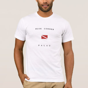 Blaue Eckpalau-Unterwasseratemgerät-Tauchen-Flagg T-Shirt