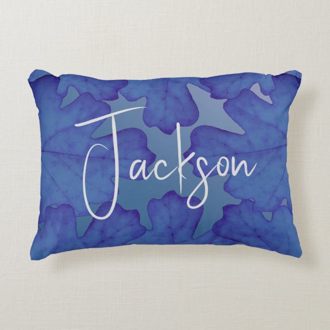 Blaue Eiche Leaf Personalisiert Dekokissen (Vorderseite)