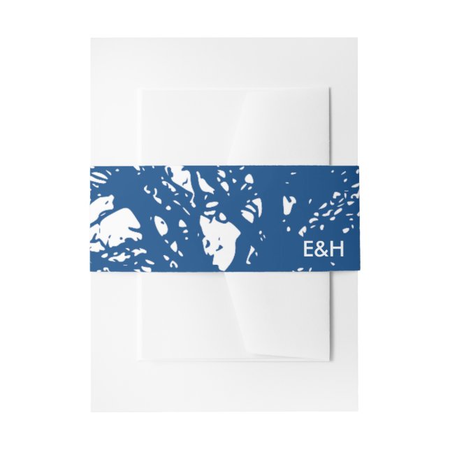 Blaue Eiche, rustikale und minimalistische Hochzei Einladungsbanderole (Vorderseite Beispiel)