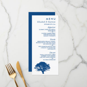 Blaue Eiche, rustikale und minimalistische Hochzei Menükarte