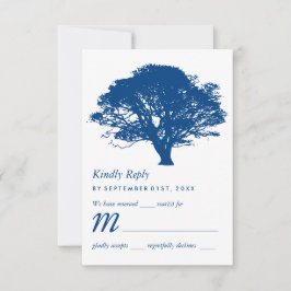Blaue Eiche, rustikale und minimalistische Hochzei RSVP Karte